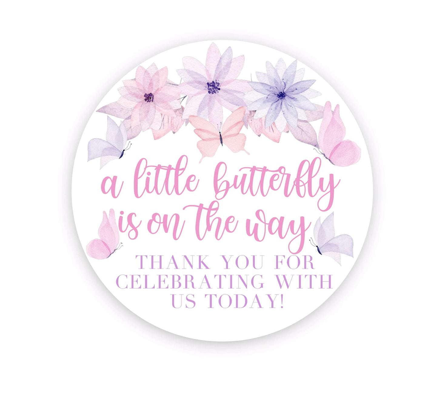 A Litter Butterfly Is On The Way Baby Shower Personalized Custom Stickers