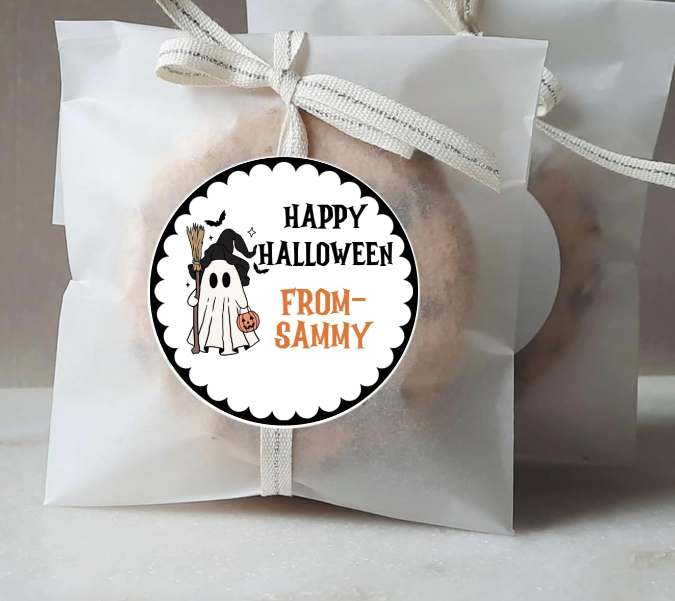 Personalized Customized Halloween Party Favor Thank You Stickers - Round Labels - Choose Your Size