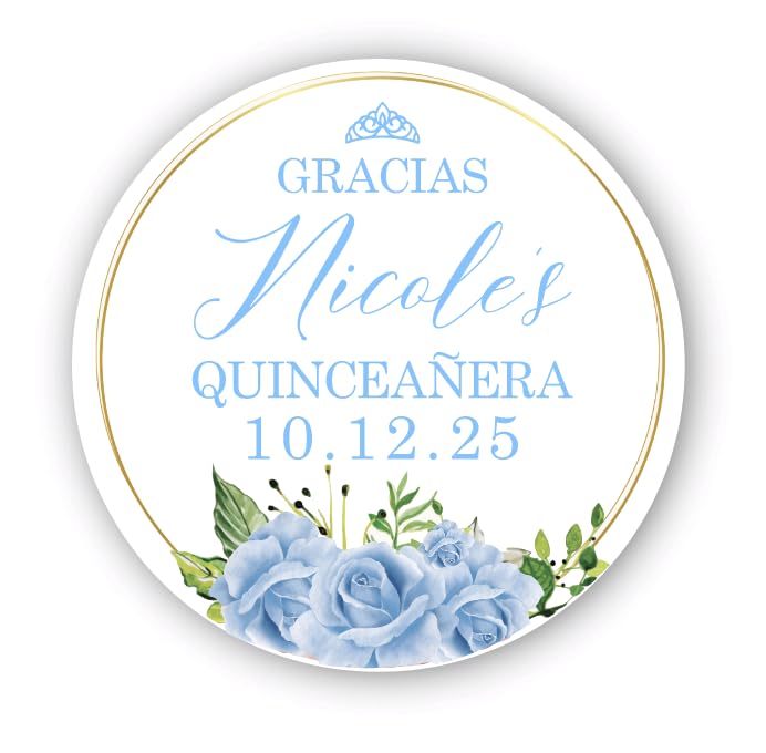 Personalized Quinceañera Favor Stickers – Custom Name Thank You Labels for XV Party Favors