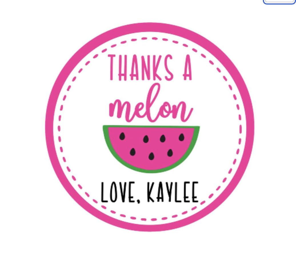 Watermelon Birthday Party Favor Stickers, Thanks A Melon, Personalized Thank You Labels, Party Favor Stickers