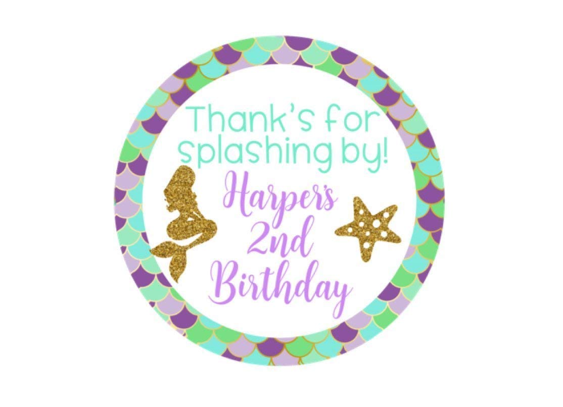 Personalized Mermaid Thank You Stickers