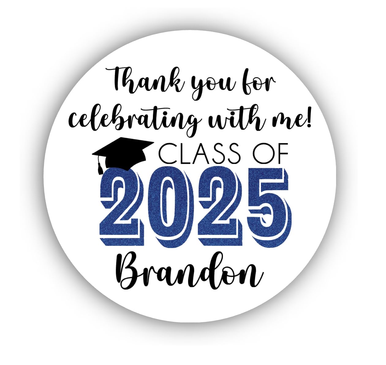 Graduation Party Favor Labels, Graduation Party Favor Stickers, Custom Graduation Party Favor Labels, Class of 2025 (Royal Blue)