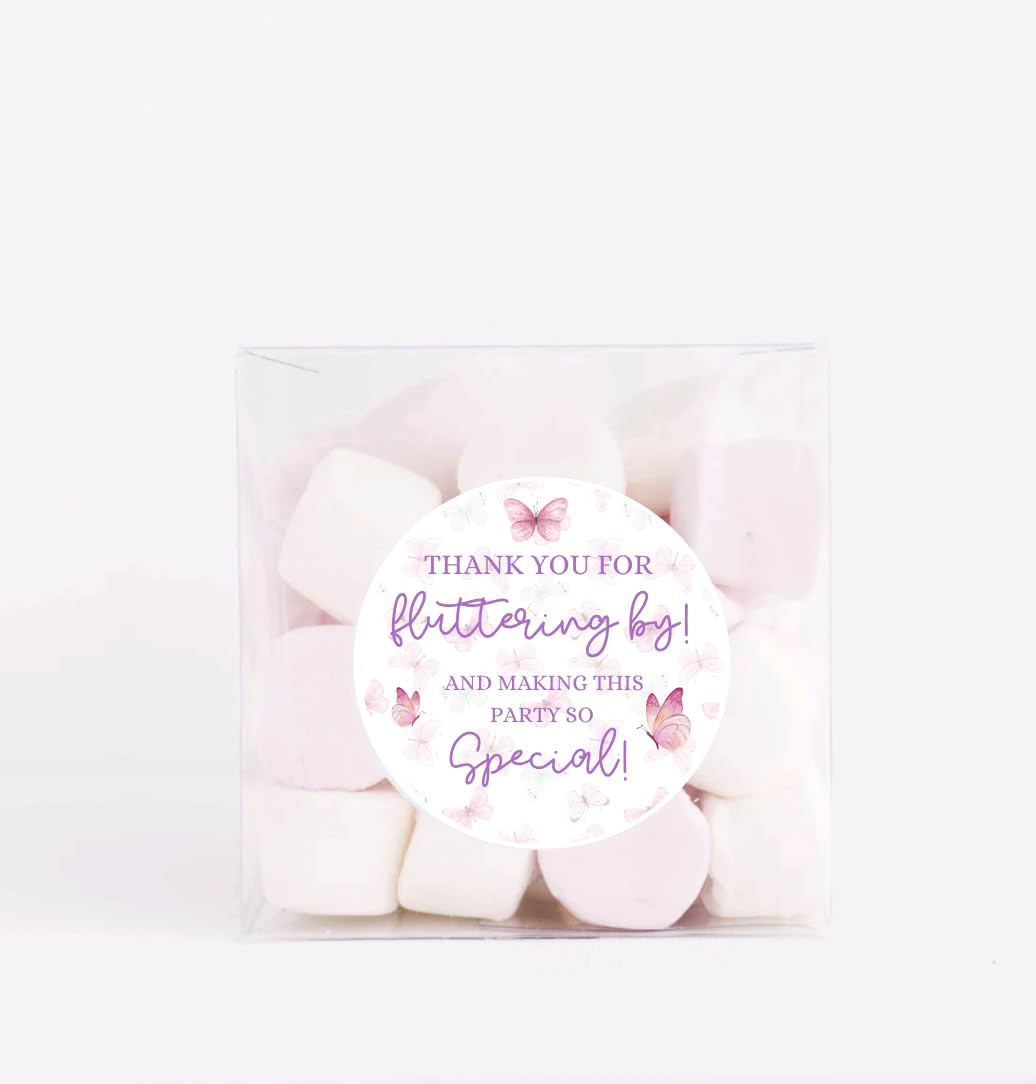 Butterfly Thank You Round Stickers - Thanks for Fluttering by