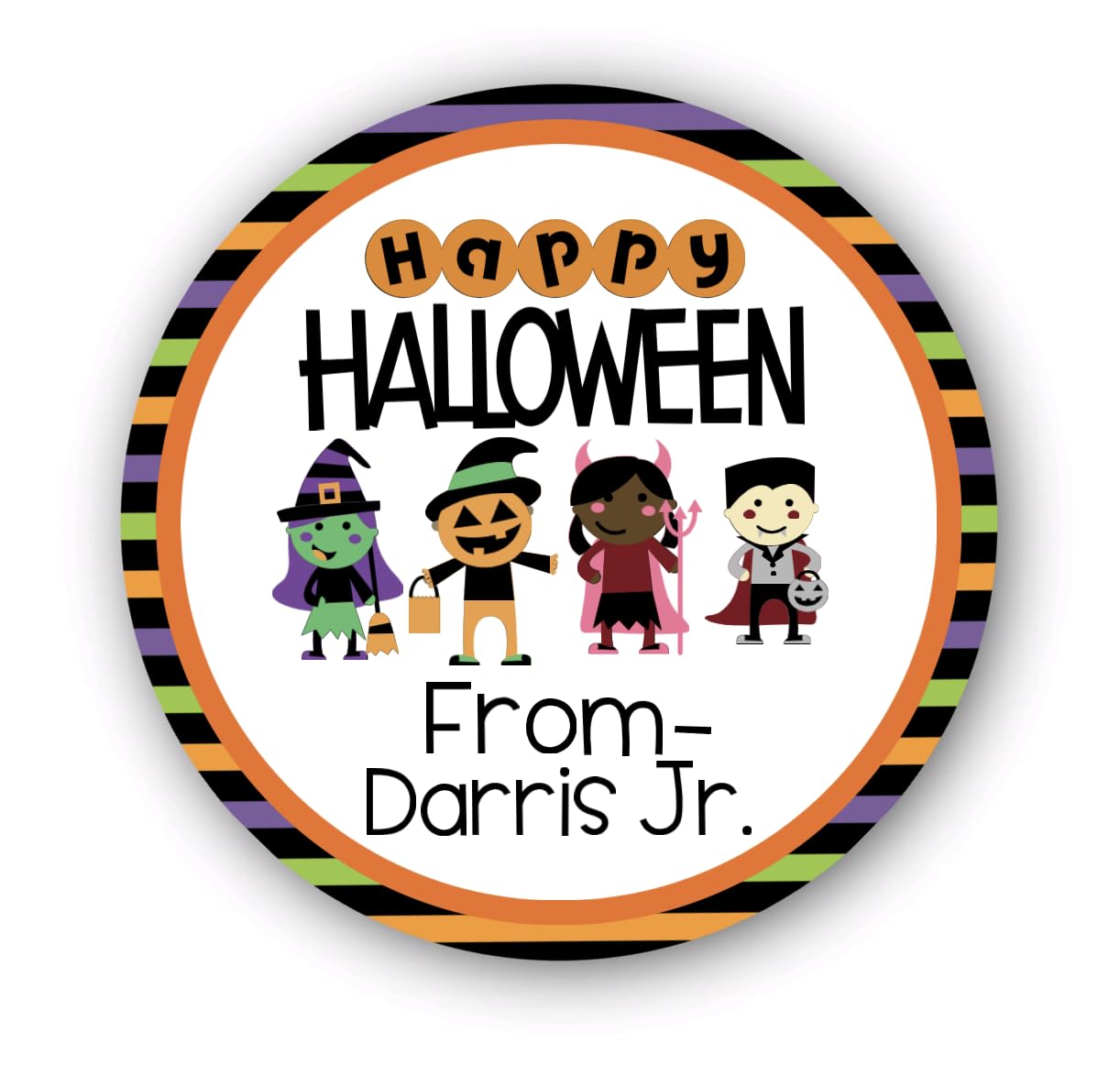 Personalized Customized Halloween Party Favor Thank You Stickers - Round Labels - Choose Your Size