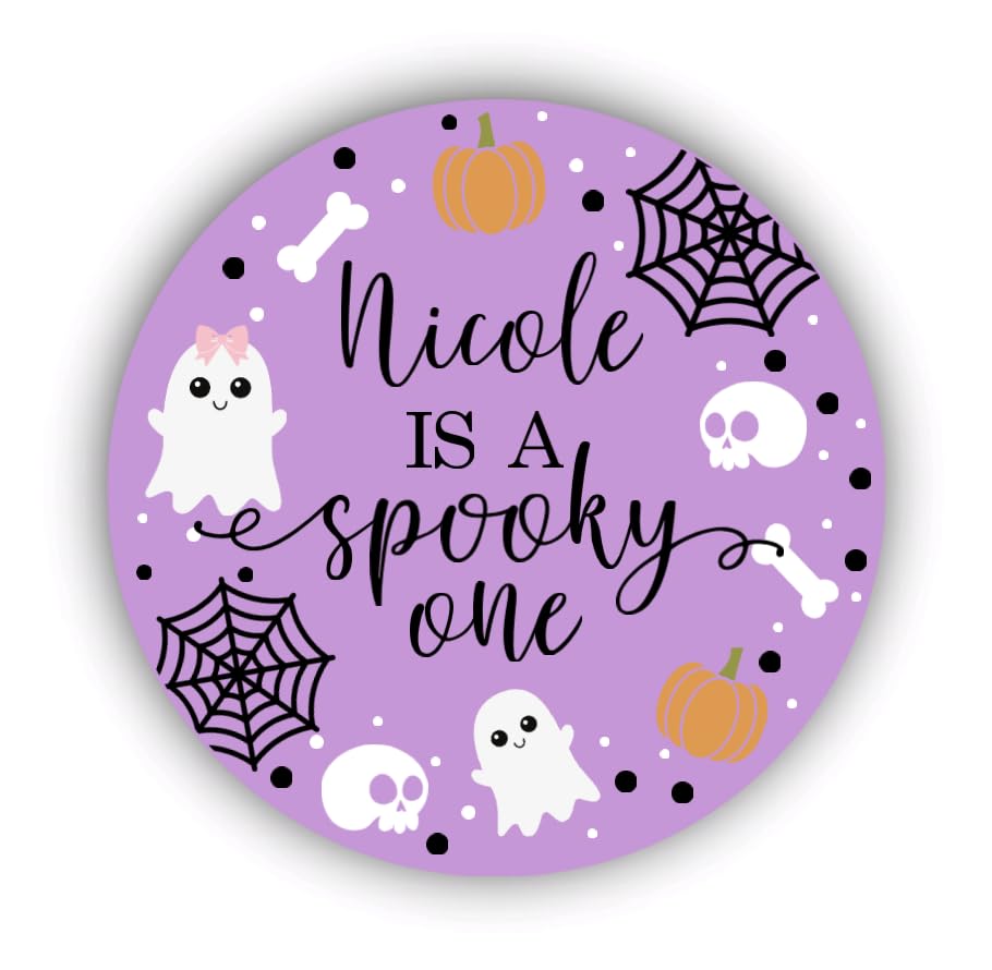 Spooky One 1st Birthday Thank You Favor Stickers - Custom Name - Halloween Birthday Labels - Purple