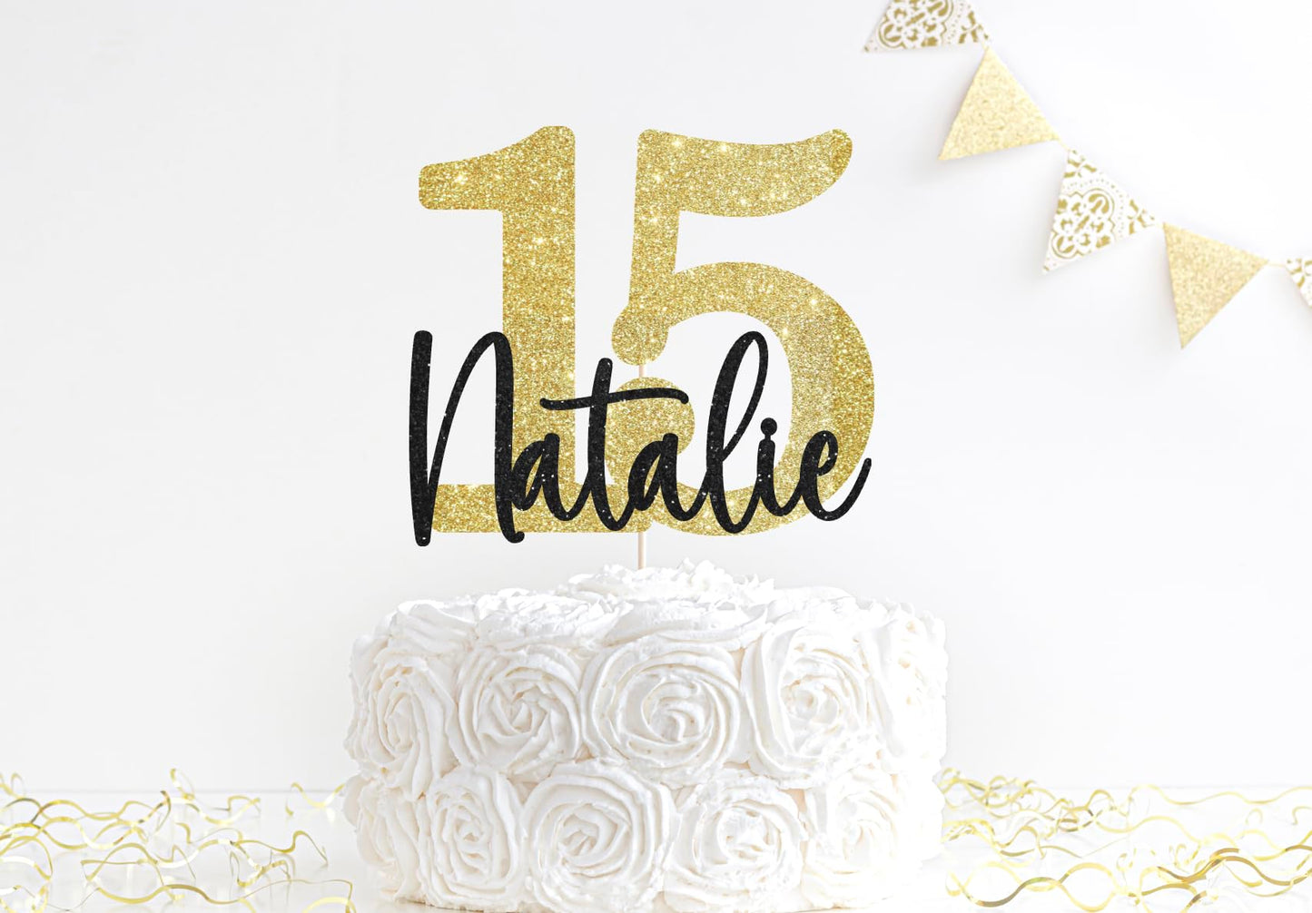 Personalized Mis Quince Quinceañera Cake Topper - 15th Birthday Sign - Choose your own colors