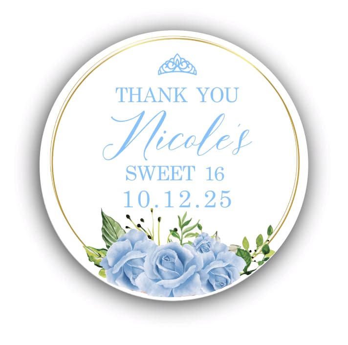 Personalized Sweet Sixteen Party Favor Stickers - Birthday Party Stickers - Sweet 16 - Thank you for celebrating with me stickers