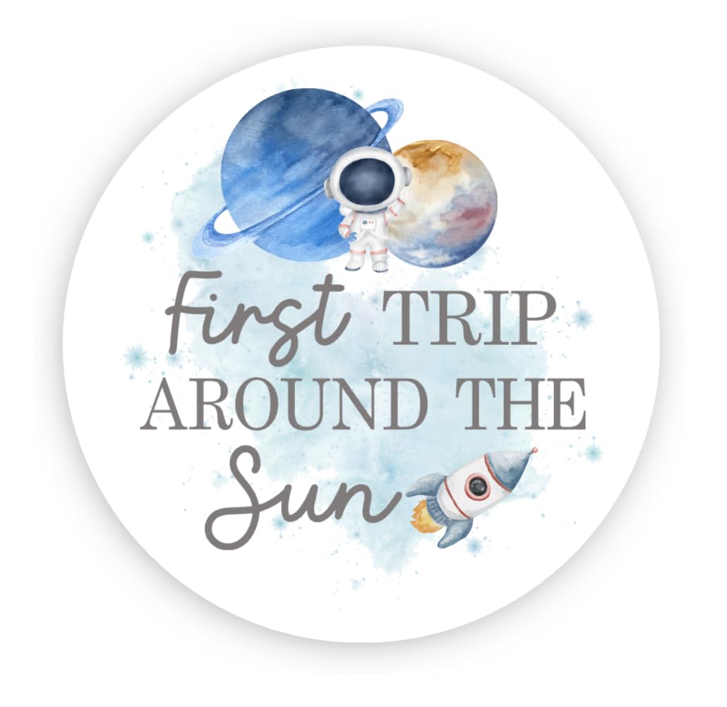 Personalized First Trip Around The Sun Theme Birthday Party Favor Labels, 1st Birthday Favor Labels