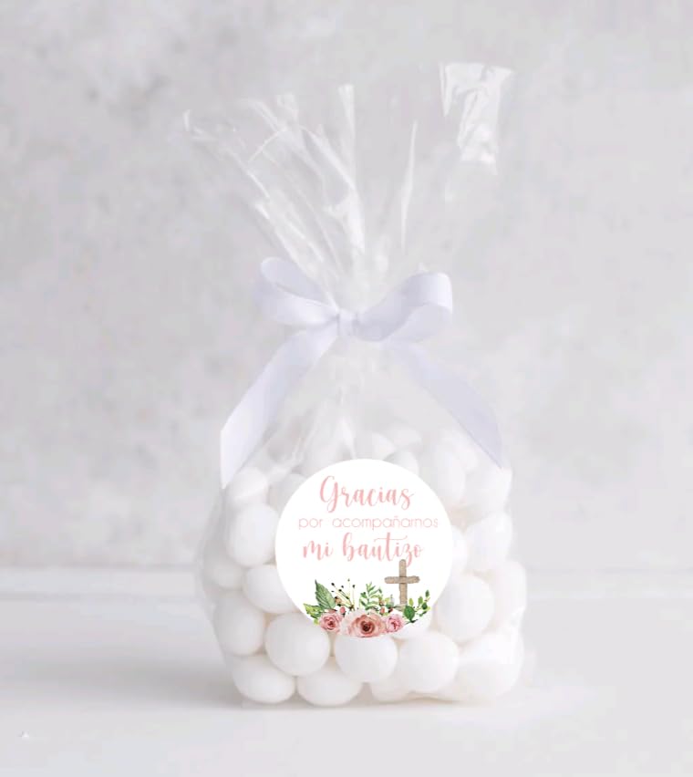 Mi Bautizo Gracias Por Acompañarnos Favor Stickers - Spanish Baptism Stickers - Souvenir Labels