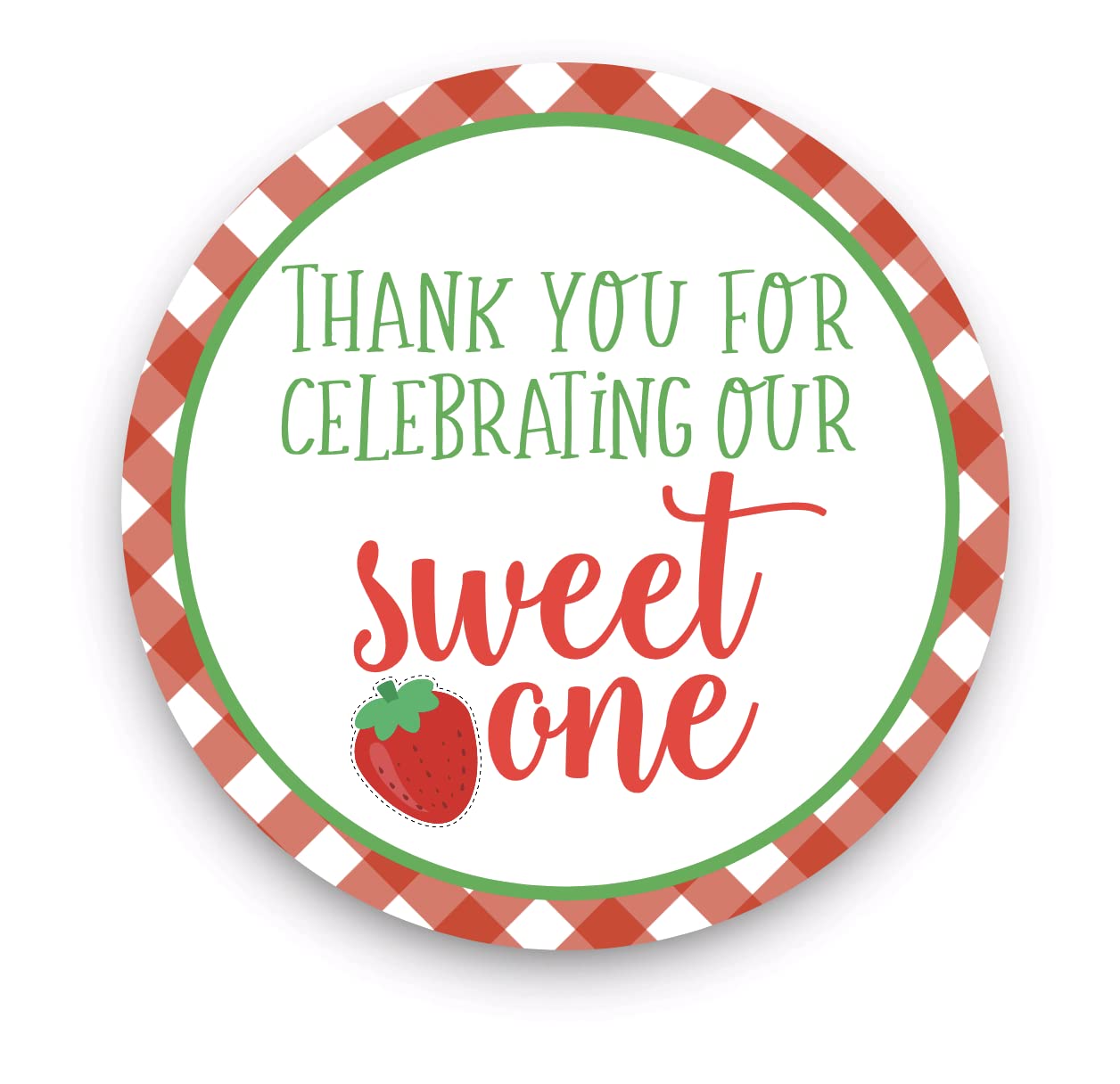 Thank You For Celebrating Our Sweet One Strawberry Favor Stickers, Strawberry Labels, Strawberry Party Decorations