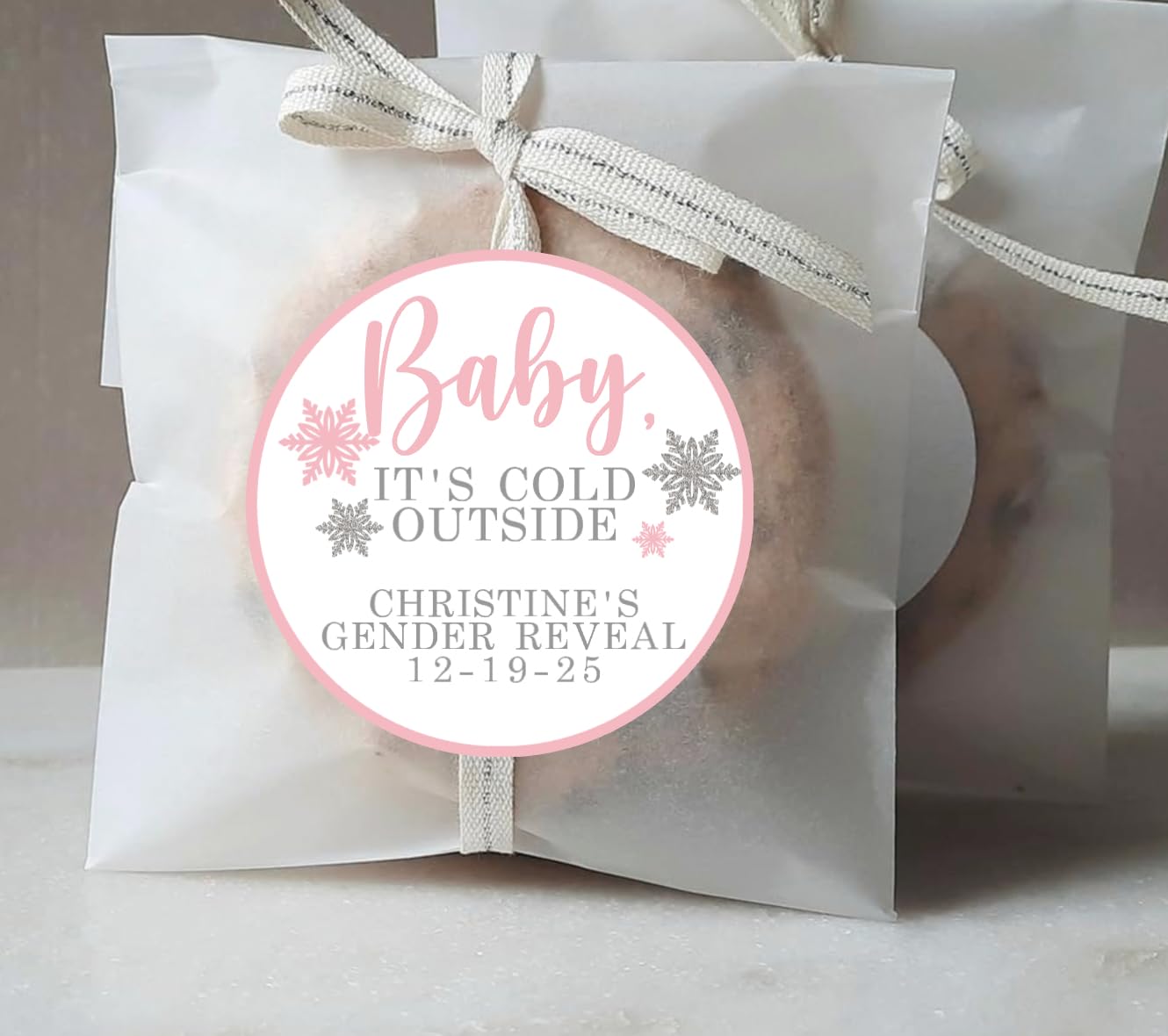 Baby its Cold Outside Stickers - Baby Shower Labels - Gender Reval - Winter Party Favors - Light Pink