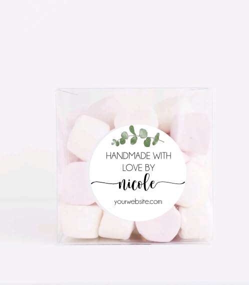 Personalized Handmade With Love Thank You Stickers, Custom Thank You for Your Order Stickers, Self Adhesive Round Labels for Small Business Packaging