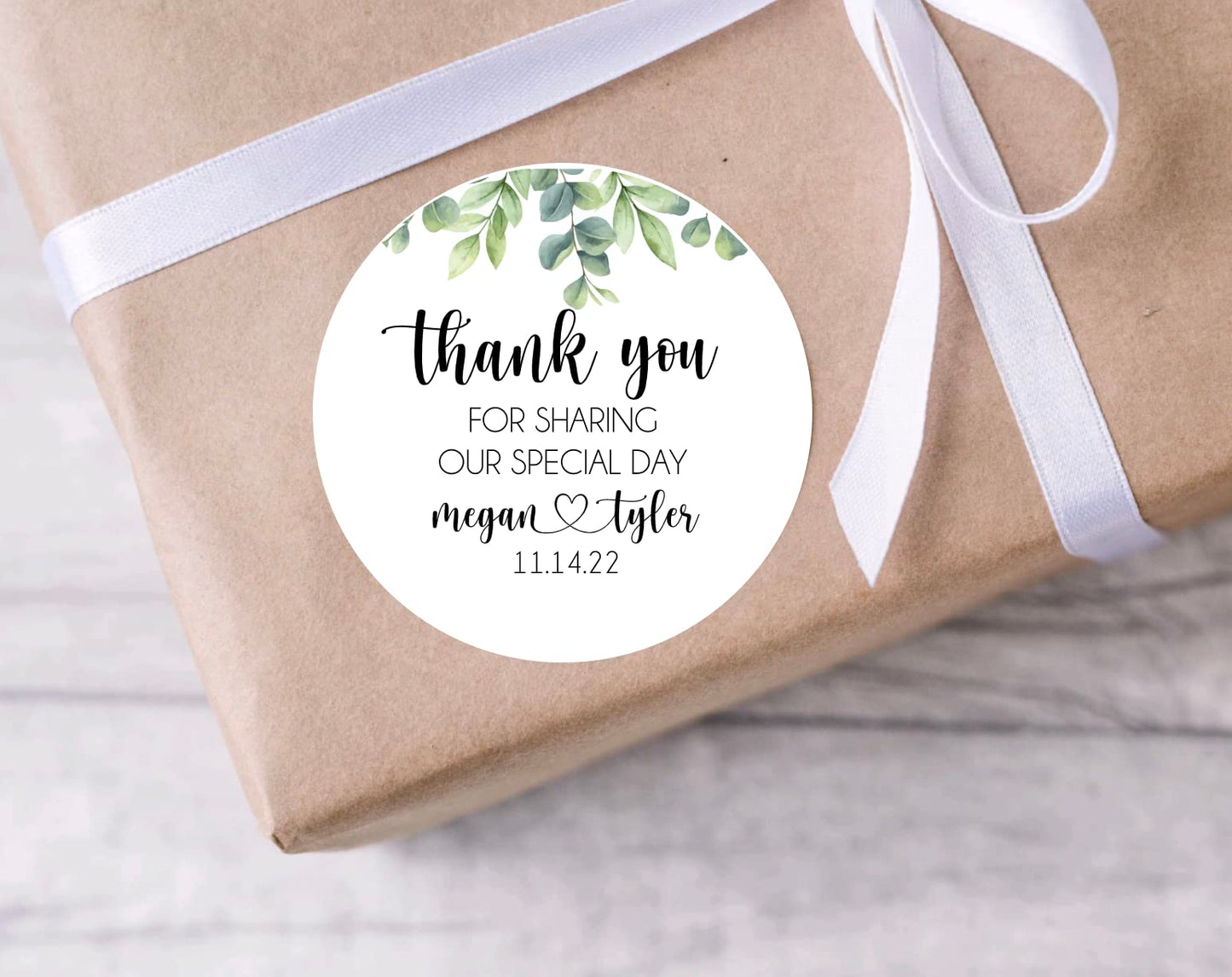 Greenery Wedding Stickers for Welcome Bags, Wedding Favor Stickers, Woodland Greenery Themed Party, Custom Thank You Stickers