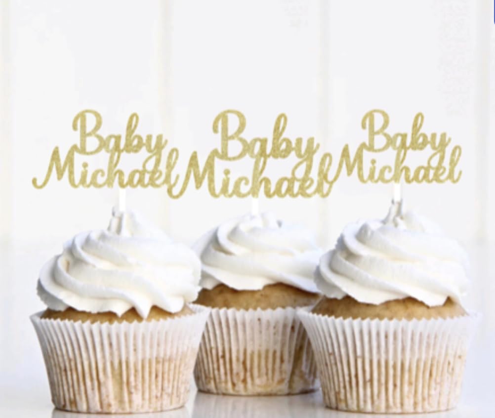 Custom Baby Shower Gender Reveal Cupcake Toppers