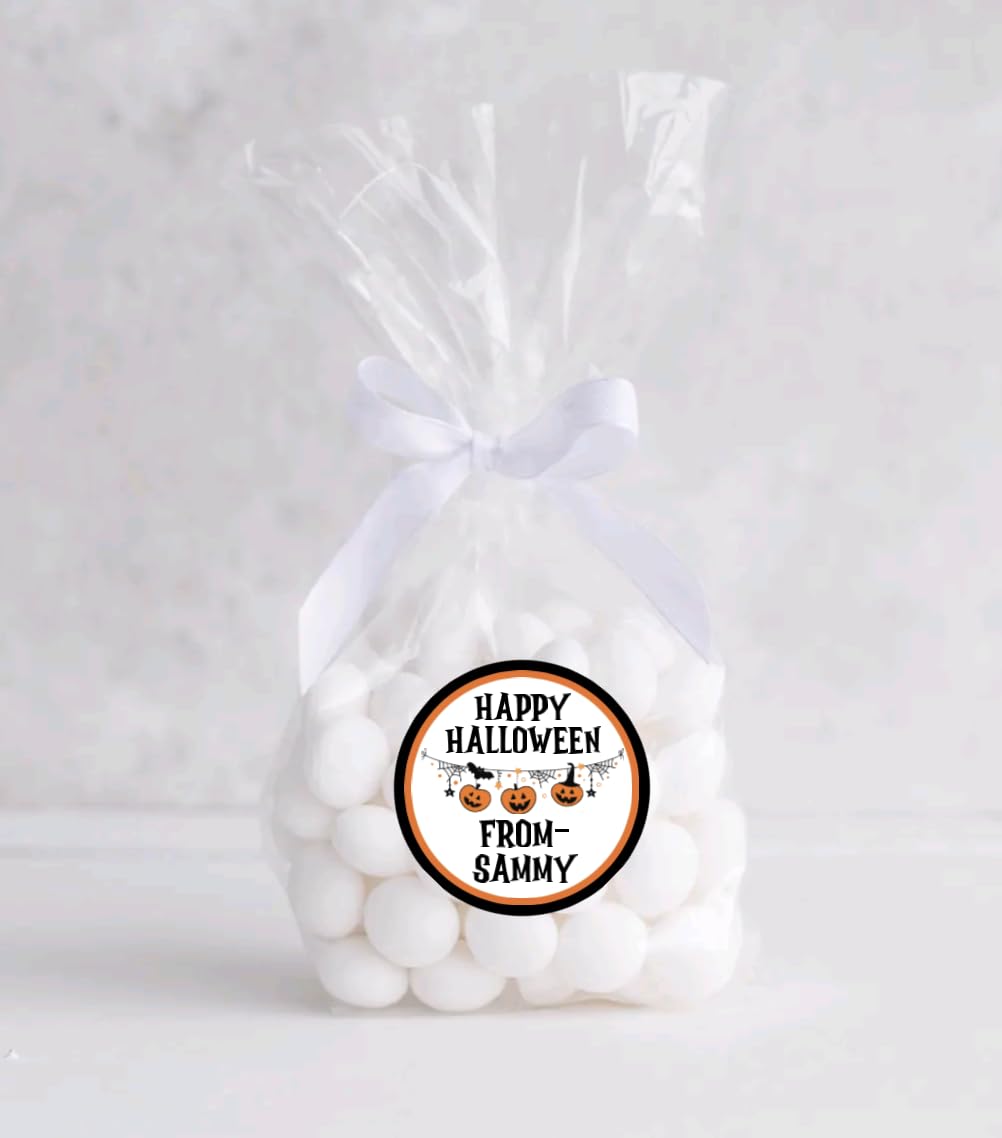 Personalized Customized Halloween Party Favor Thank You Stickers - Round Labels - Choose Your Size