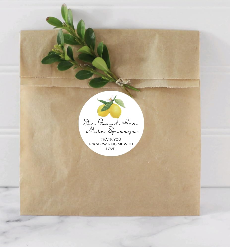 Lemon She Found Her Main Squeeze Thank You Stickers, Bridal Shower Party Sticker, Seals, Labels Deocrations