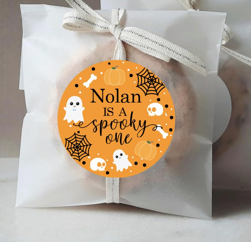 Spooky One 1st Birthday Thank You Favor Stickers - Custom Name - Halloween Birthday Labels