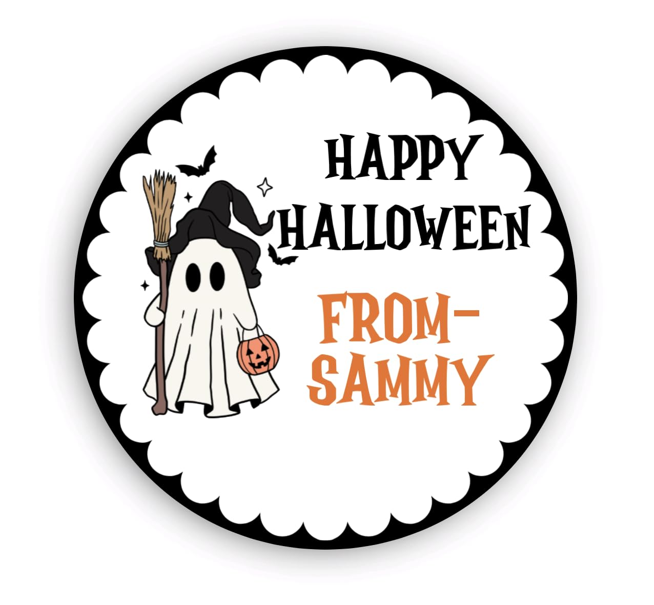 Personalized Customized Halloween Party Favor Thank You Stickers - Round Labels - Choose Your Size
