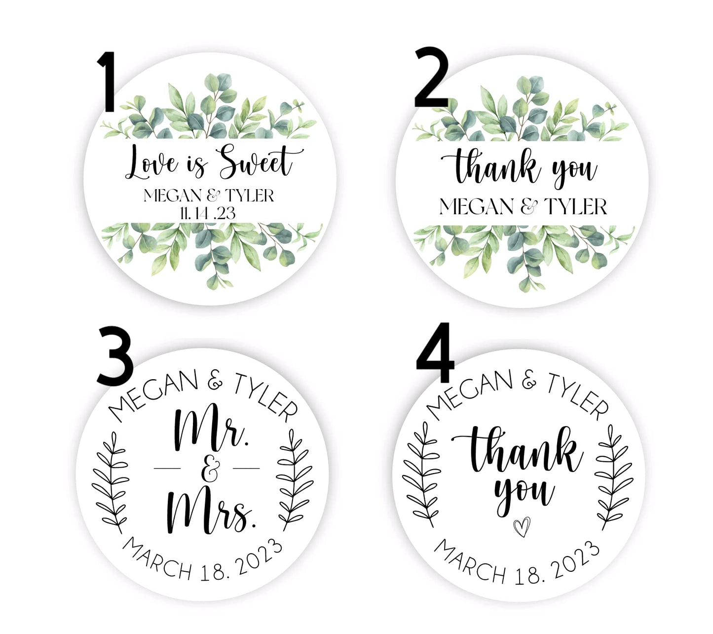 Greenery Wedding Stickers for Welcome Bags, Wedding Favor Stickers, Woodland Greenery Themed Party, Custom Thank You Stickers