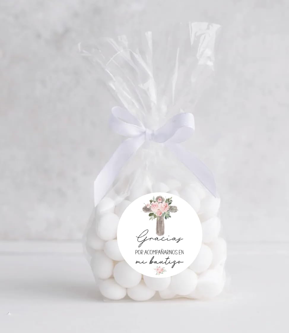 Mi Bautizo Gracias Por Acompañarnos Favor Stickers - Spanish Baptism Stickers - Souvenir Labels