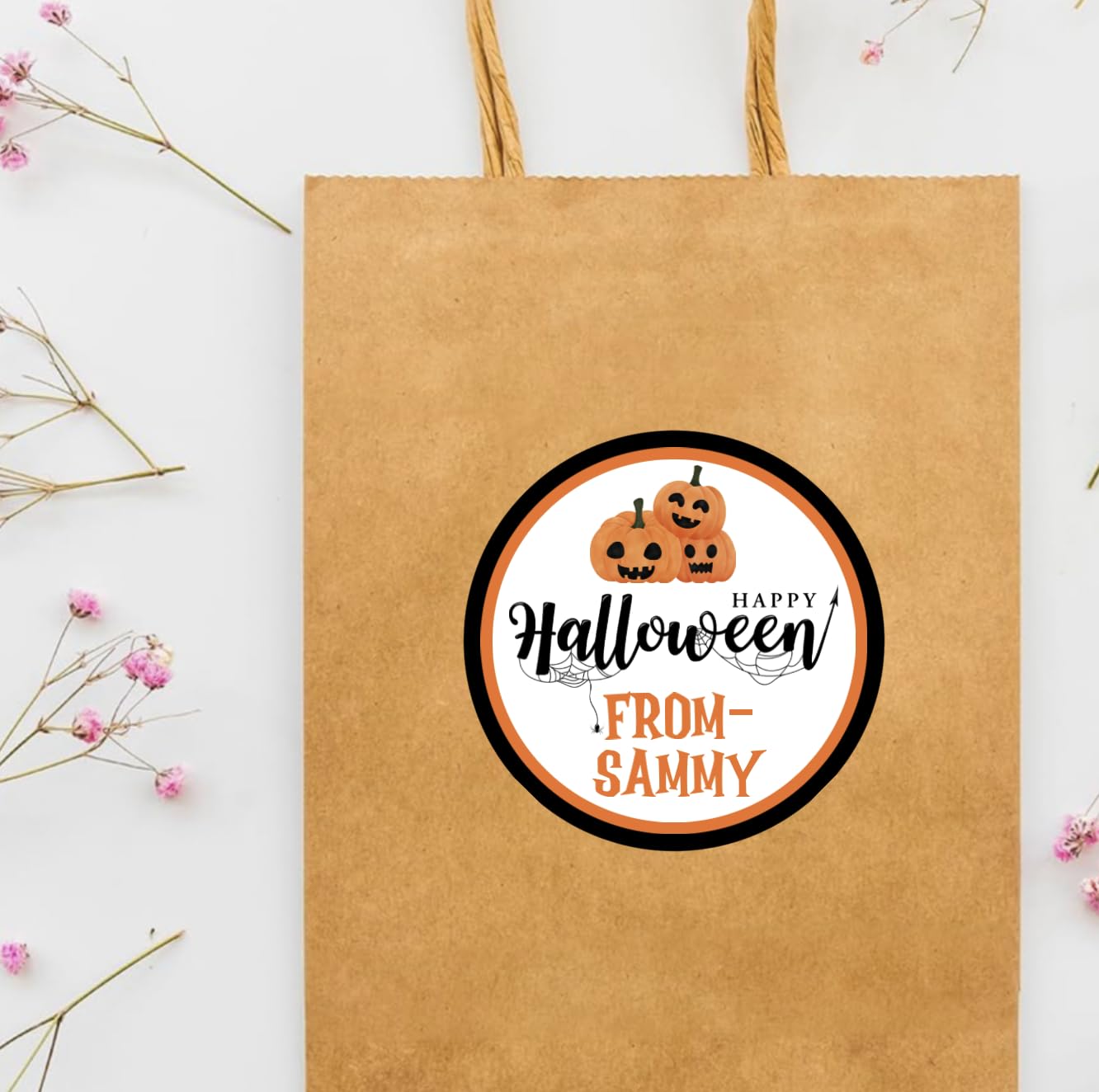 Personalized Customized Halloween Party Favor Thank You Stickers - Round Labels - Choose Your Size