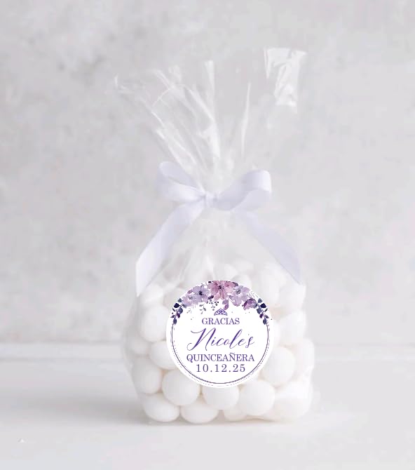 Personalized Quinceañera Favor Stickers – Custom Name Thank You Labels for XV Party Favors