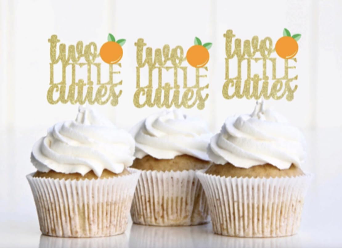 Two Little Cuties Cupcake Toppers, Two Little Cuties Are On The Way