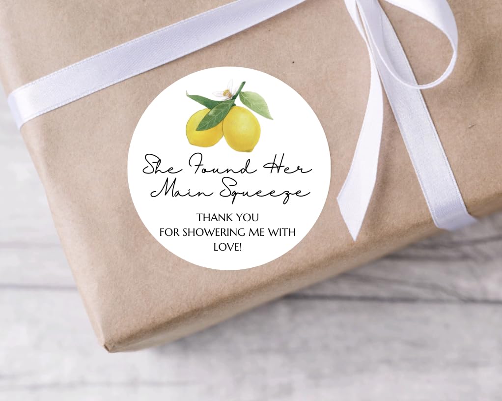 Lemon She Found Her Main Squeeze Thank You Stickers, Bridal Shower Party Sticker, Seals, Labels Deocrations