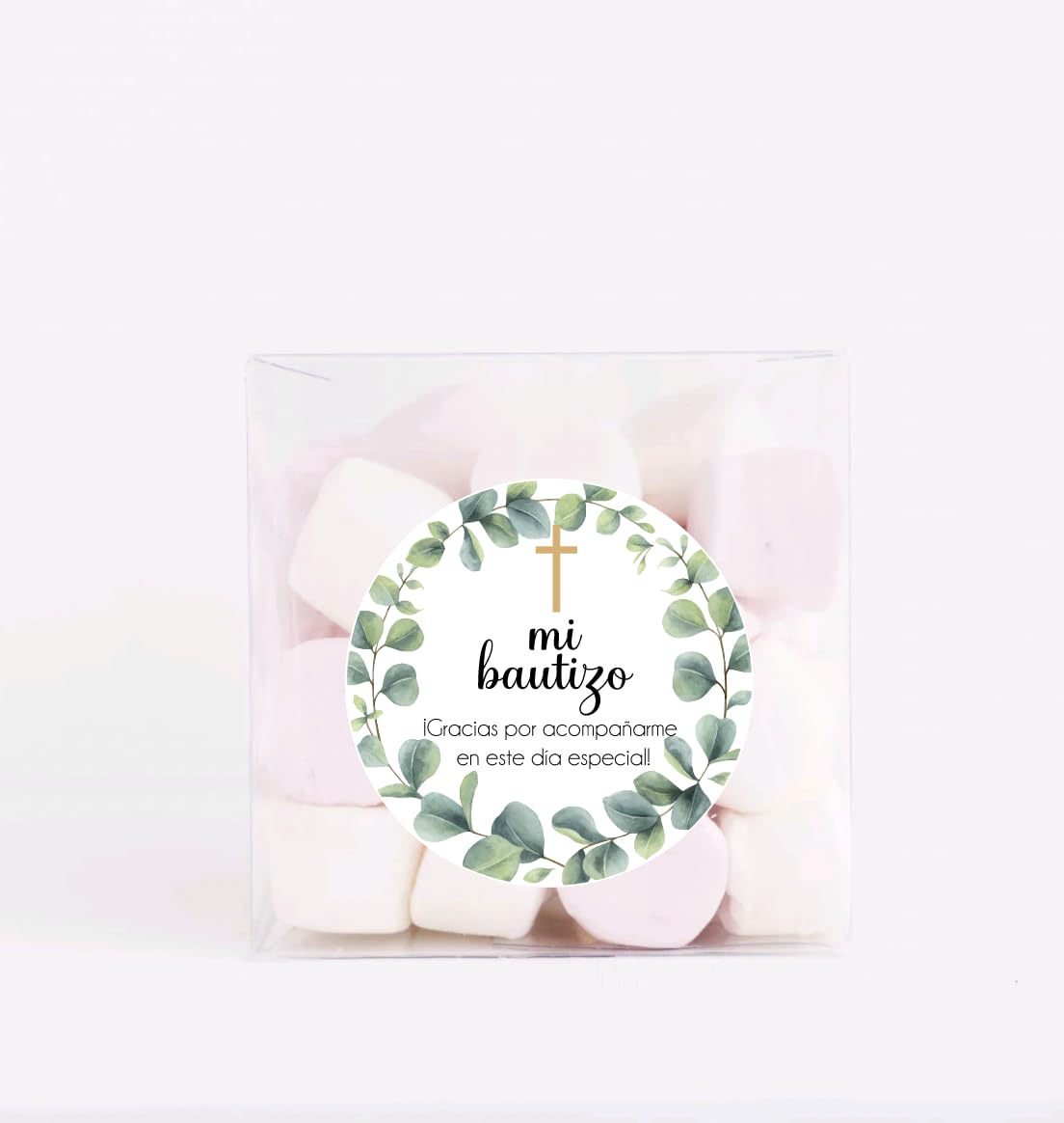 Greenery Mi Bautizo Favor Sticker Circle Labels,