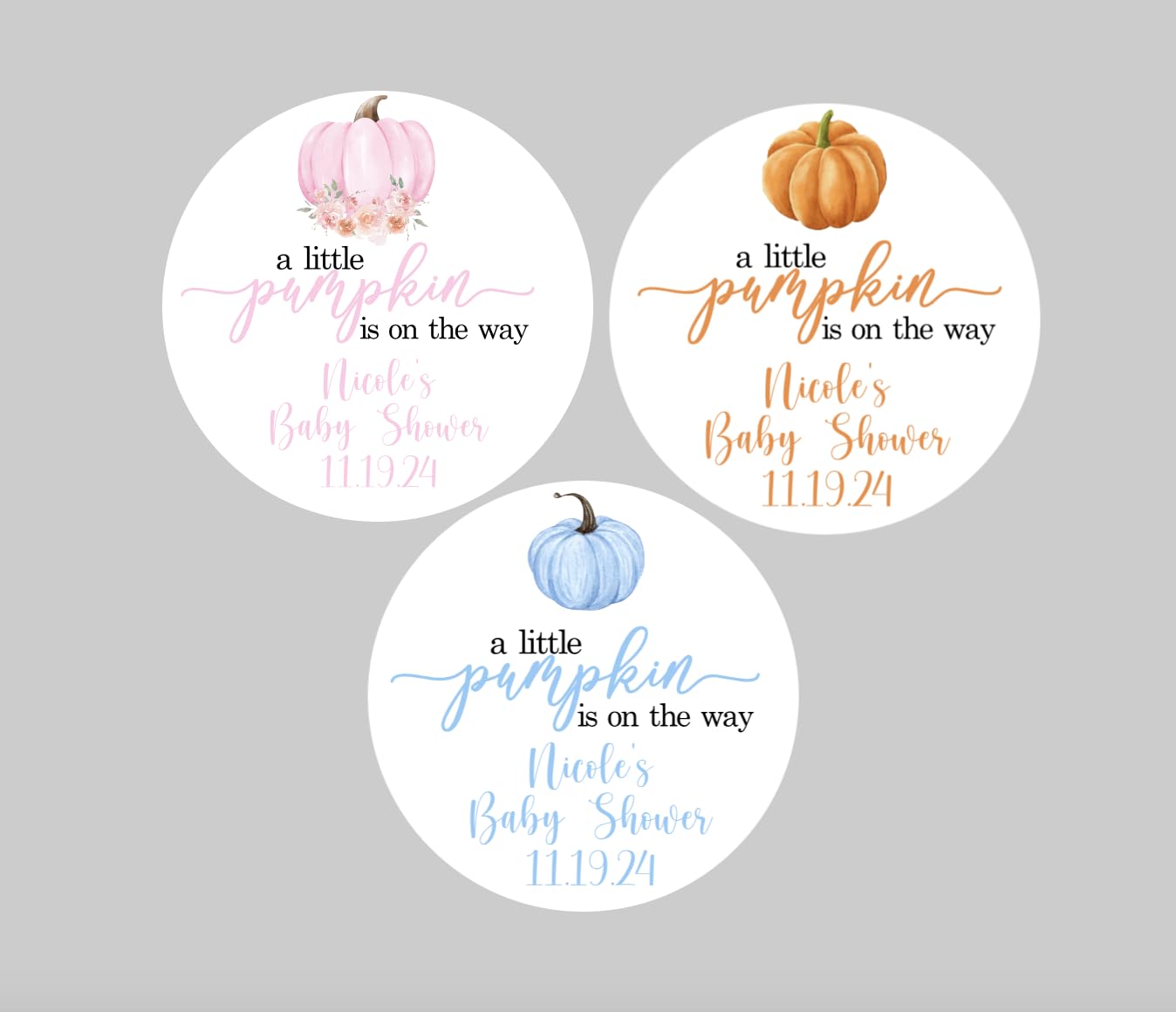 Personalized A Little Pumpkin Thank You Favor Stickers, Baby Shower, Gender Reveal
