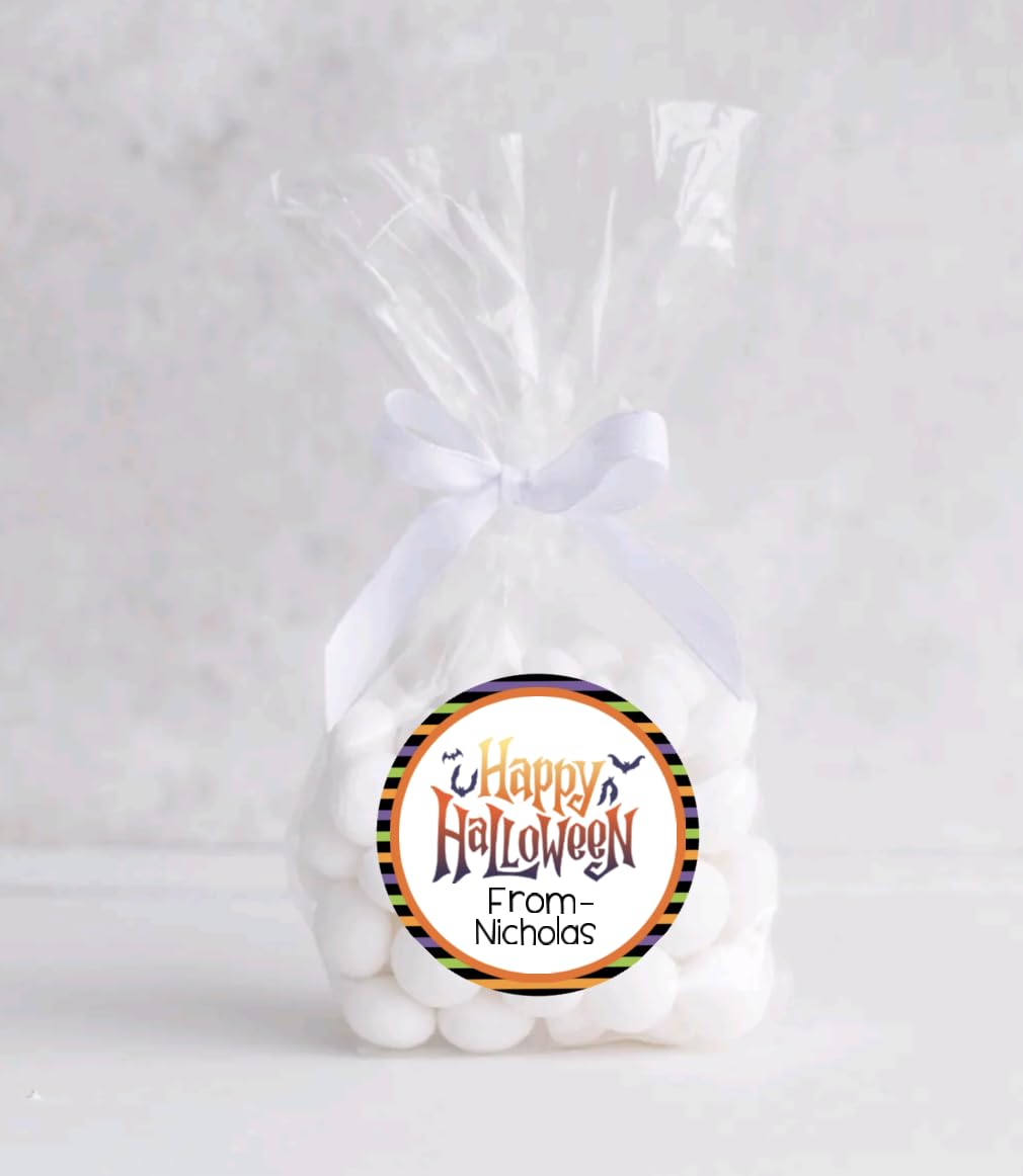 Personalized Customized Halloween Party Favor Thank You Stickers - Round Labels - Choose Your Size