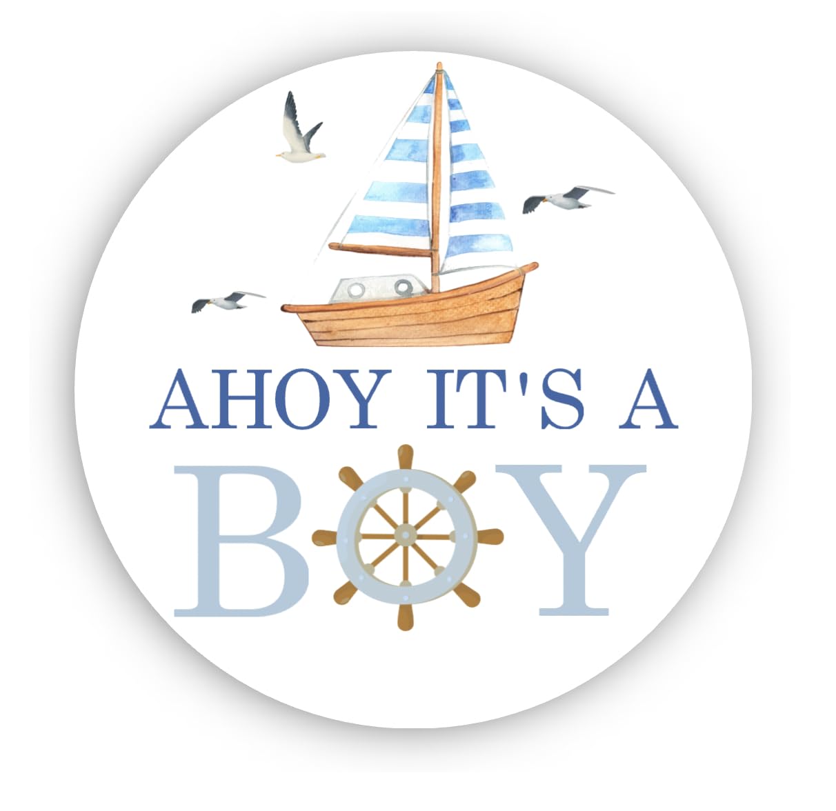 AHOY Nautical Baby Shower -Sticker for Shower - Boy Baby Shower - Nautical baby shower labels - Ahoy its a BOY - Sailboat Sailor - nautical labels for favors