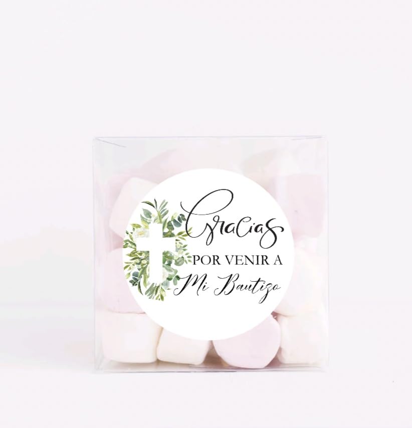 Spanish Baptism Stickers - Mi Bautizo Stickers - Gracias por venir a Stickers - Greenery Eucaliptus Baptism Favor Labels