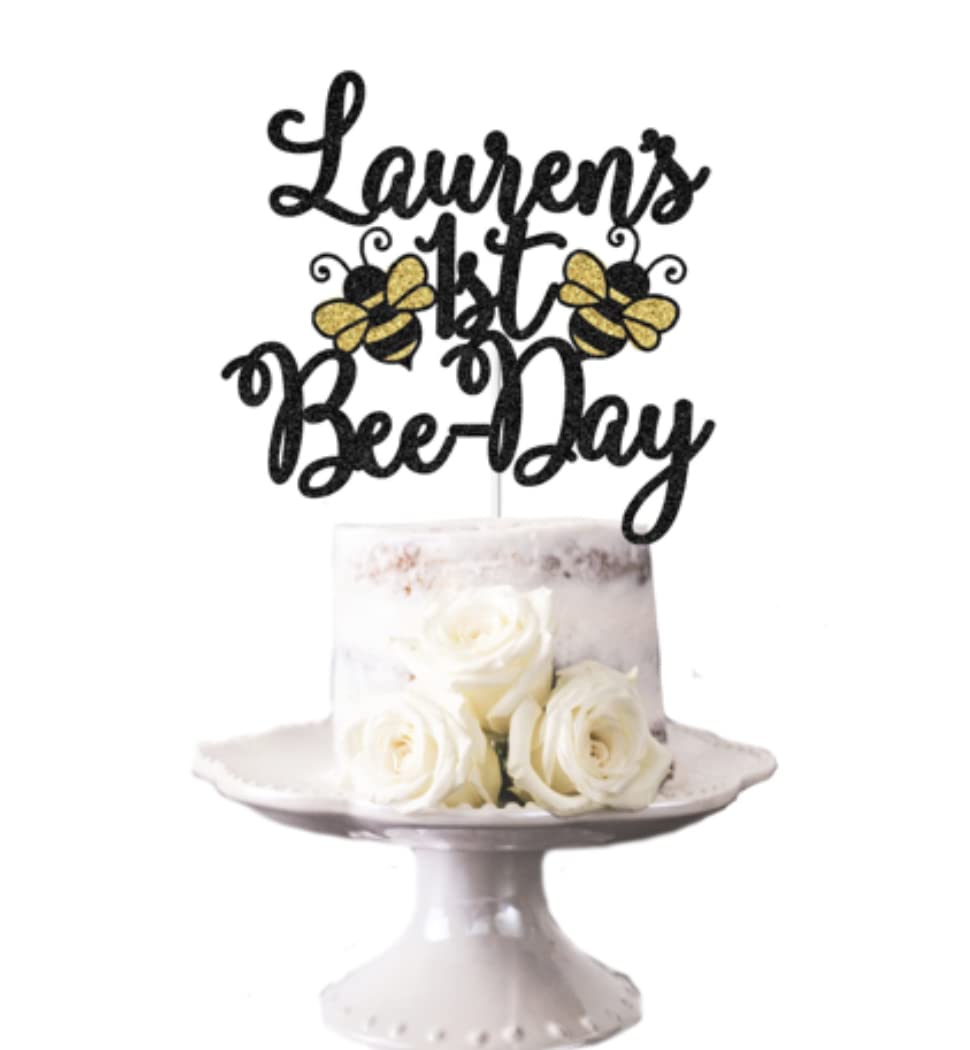 1st Bee Day Cake Topper, Personalized Bee Cake Topper, Bee Birthday Party Decor, Bee Day Decor, Spring Birthday Party, Any Name Any Age