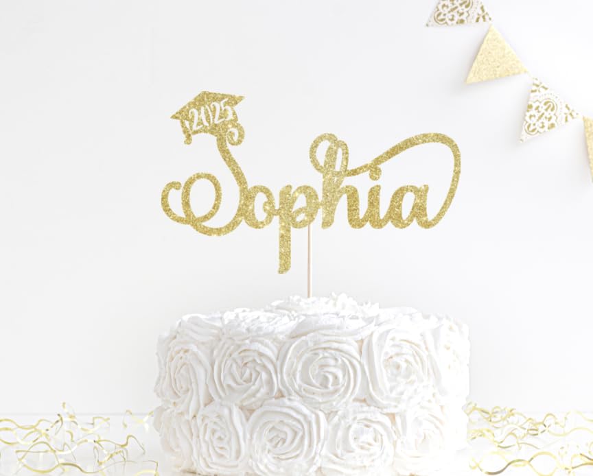 2025 Graduation Cake Topper, Custom Graduation Cake Topper, Congrats Custom Personalized Name Cake Topper, Class of 2025, Rose Gold