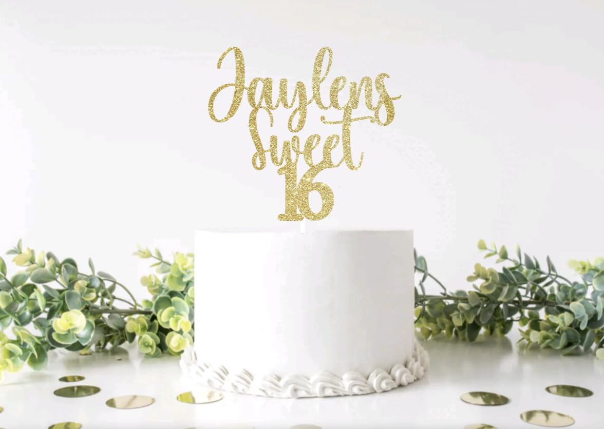 Personalized Name Sweet 16th Birthday Cake Topper, Custom Happy Sweet 16, Birthday Cake Topper, Sweet Sixteen, 16th Birthday Party, Sweet 16 Party Decorations