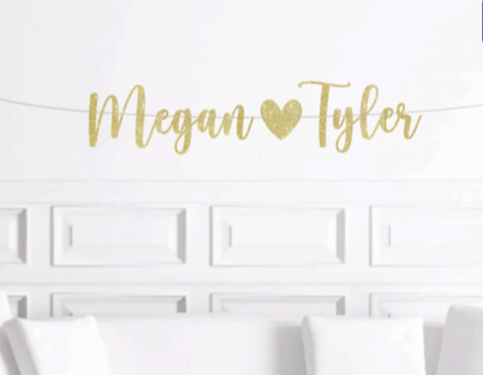 Custom Engagement Party Decorations, Happy Engagemnt Banner Sign, Names With Heart Banner, Engaged Glitter Banner