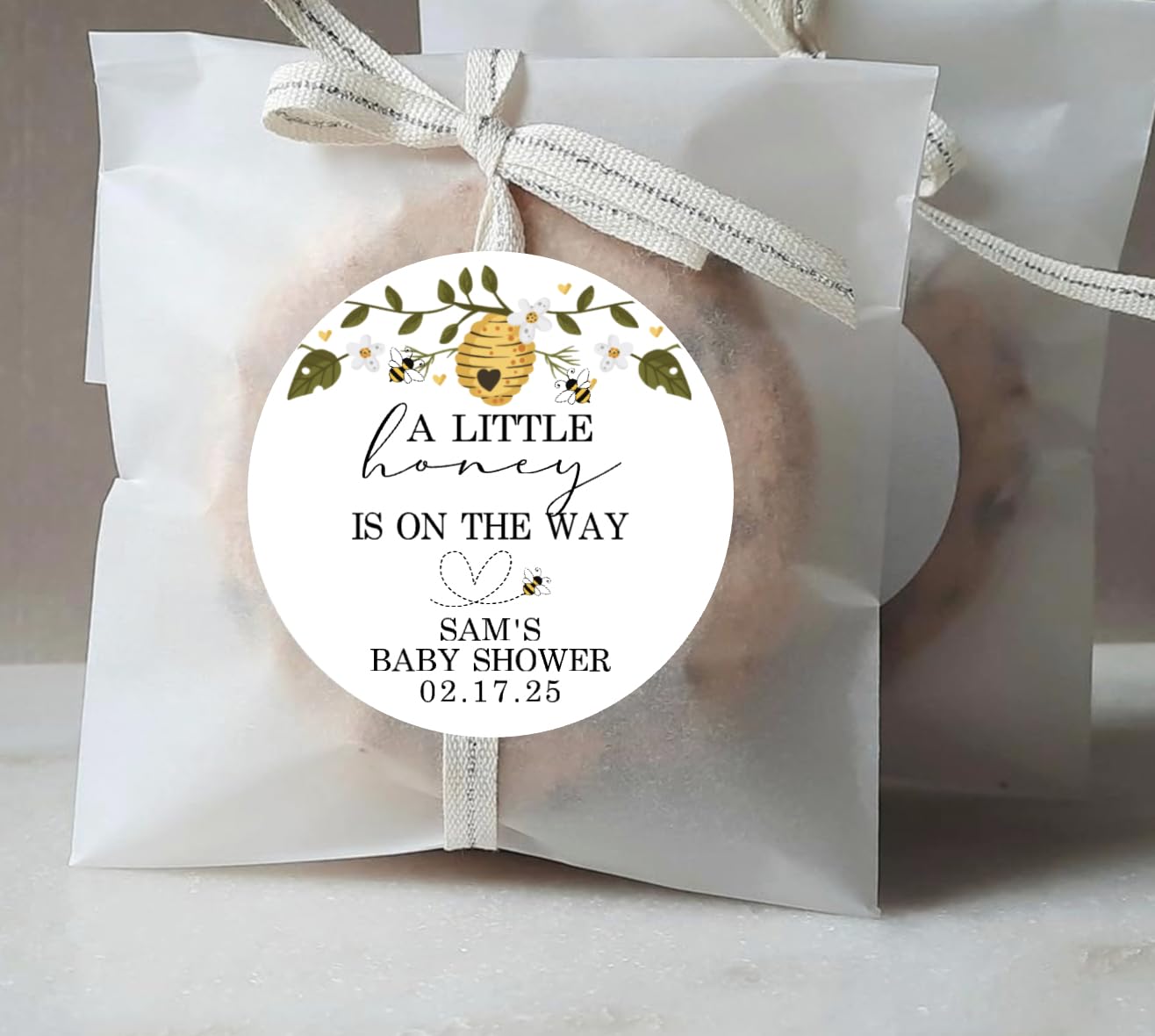 Baby shower stickers, A Little Honey is on the Way, Favor Labels, Honey Bee Baby Shower, For honey jar favors or seed packet labels