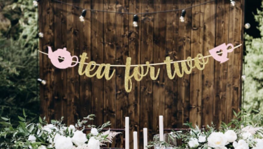 Tea For Two Banner, Princess Tea Party Decorations, Second Birthday Banner, Tea Party Birthday