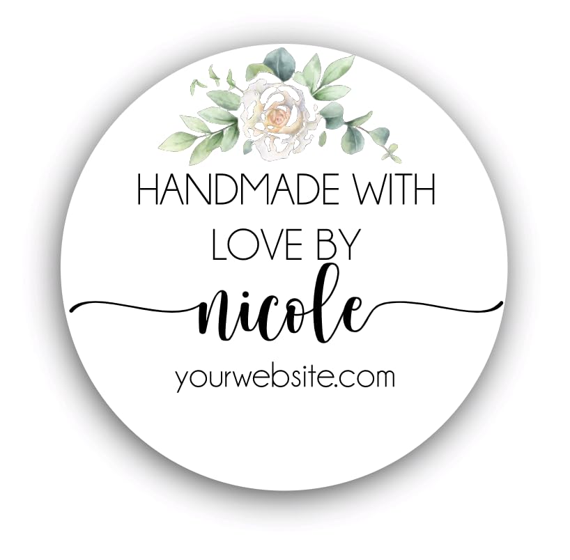 Personalized Round Small Business Sticker Labels, 120-Pack, Handmade Stickers for Packaging, Product Labels for Small Business, Business Thank You Stickers, Handmade With Love