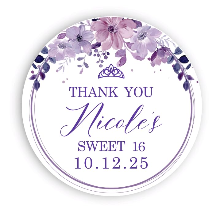 Personalized Sweet Sixteen Party Favor Stickers - Birthday Party Stickers - Sweet 16 - Thank you for celebrating with me stickers