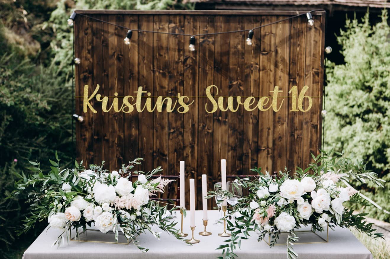 Sweet 16 Banner, Personalized Name Sweet 16 Glitter Banner, Sweet 16 Sign, Sweet 16 Party Decorations, 18 Different Colors