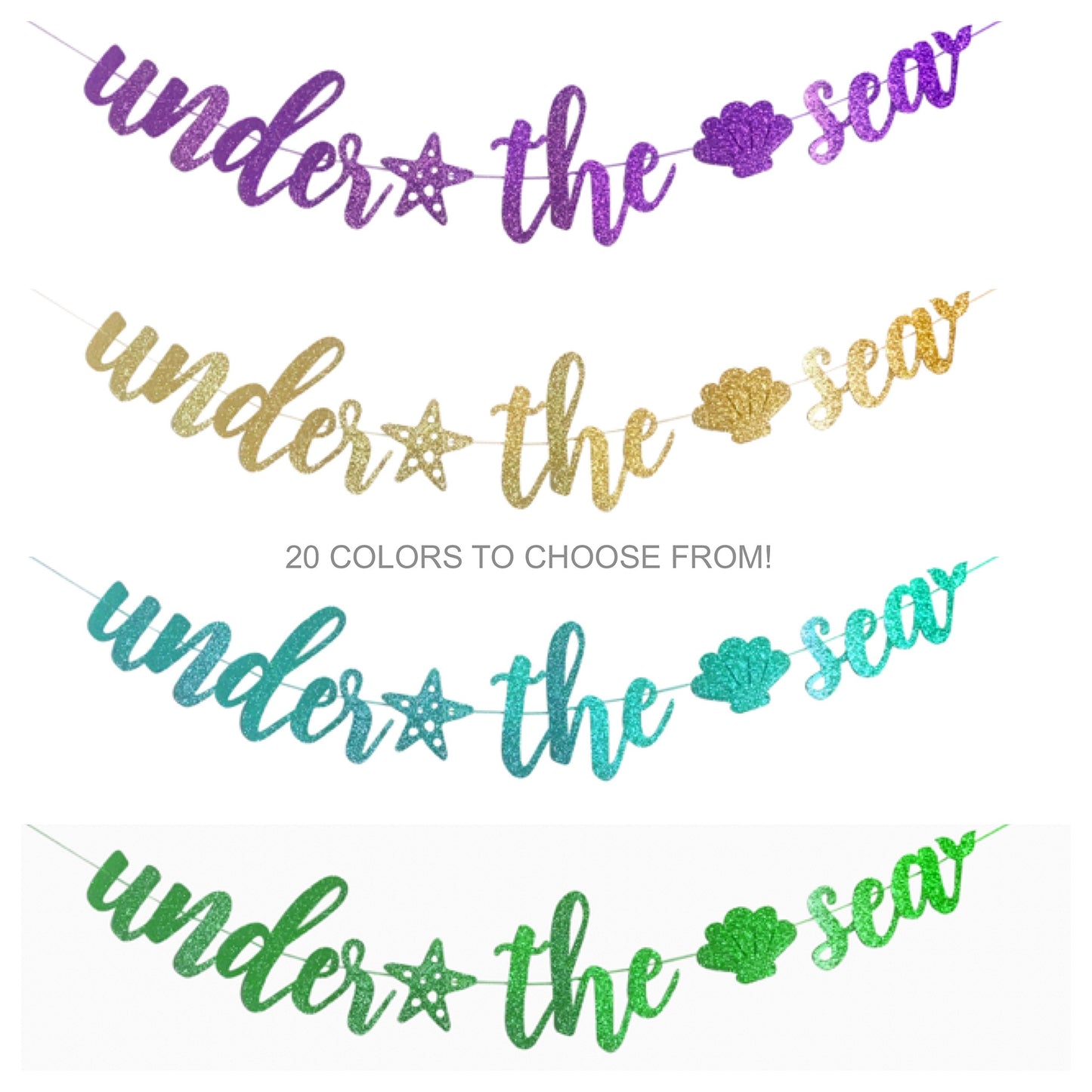 Under The Sea Glitter Mermaid Banner