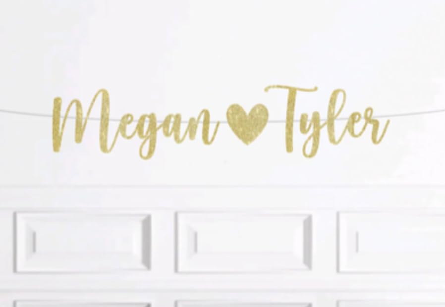 Custom Engagement Party Decorations, Happy Engagemnt Banner Sign, Names With Heart Banner, Engaged Glitter Banner