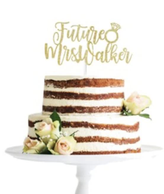 Future Mrs Cake Topper, Engagement Cake Topper, Bridal Shower Cake Topper,Bridal Party Decorations Gold Glitter Cake Topper