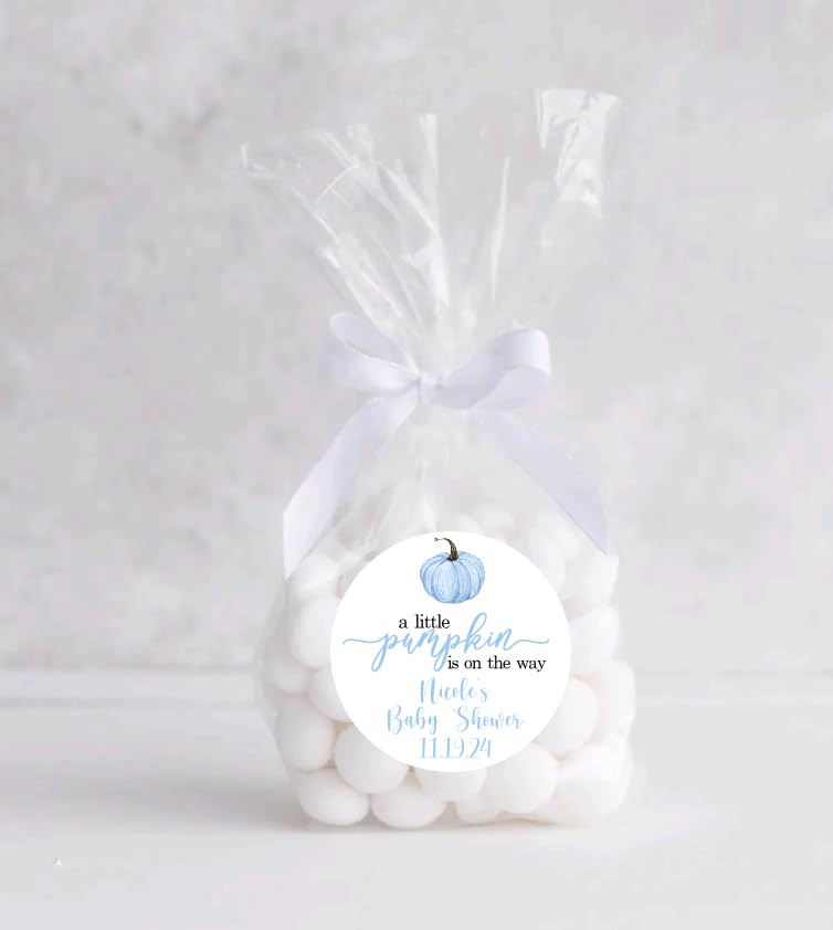 Personalized A Little Pumpkin Thank You Favor Stickers, Baby Shower, Gender Reveal
