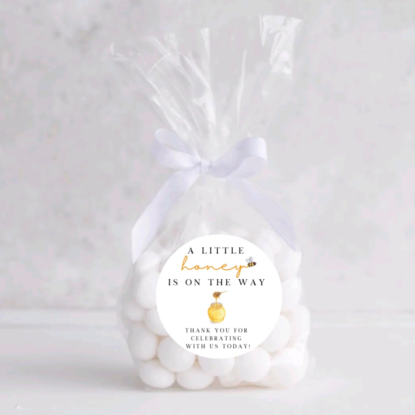 A Little Honey is on the way Stickers - Baby Shower Stickers - Thank you for Celebrating With Us Today