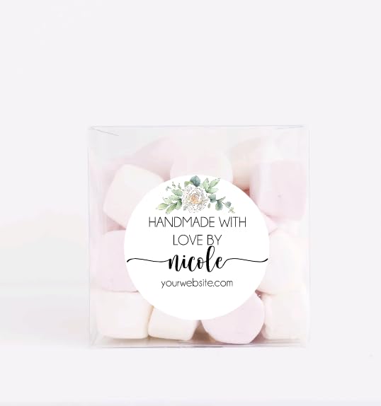 Personalized Round Small Business Sticker Labels, 120-Pack, Handmade Stickers for Packaging, Product Labels for Small Business, Business Thank You Stickers, Handmade With Love