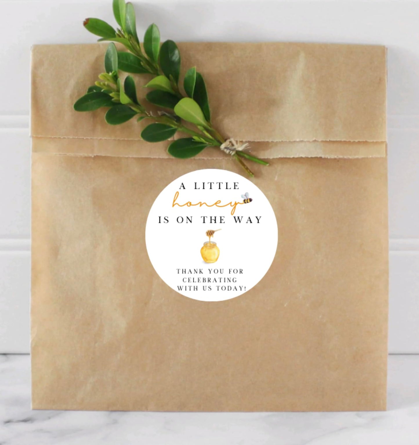 A Little Honey is on the way Stickers - Baby Shower Stickers - Thank you for Celebrating With Us Today