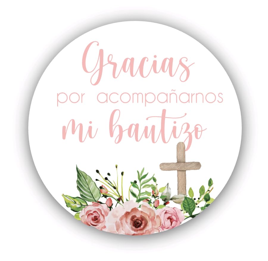Mi Bautizo Gracias Por Acompañarnos Favor Stickers - Spanish Baptism Stickers - Souvenir Labels